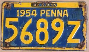 1954 Pennsylvania License Plate - 5689Z
