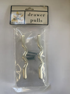 NEW Pair Fusilli Drawer Pulls - Brushed Sterling finish