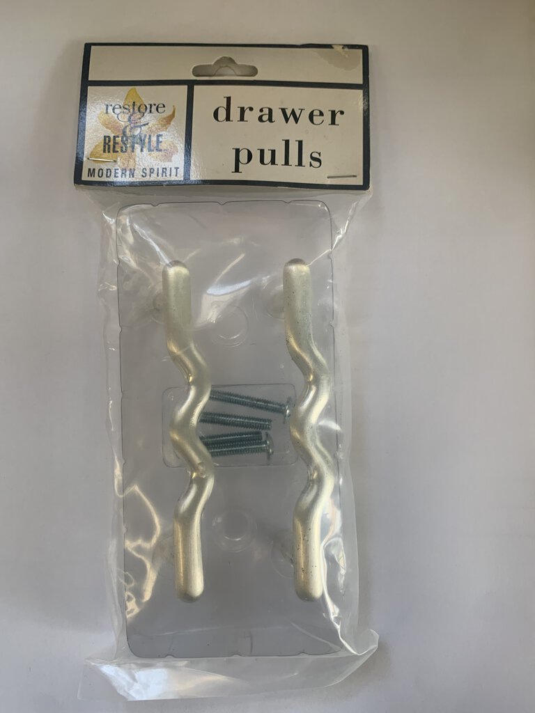 NEW Pair Fusilli Drawer Pulls - Brushed Sterling finish