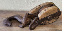 Load image into Gallery viewer, 14.5" Antique Wood &amp; Iron Pulley
