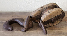 Load image into Gallery viewer, 14.5" Antique Wood &amp; Iron Pulley
