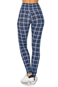 NEW One Size Leggings - Blue Plaid LY5R-Q732