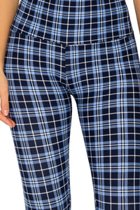 NEW One Size Leggings - Blue Plaid LY5R-Q732