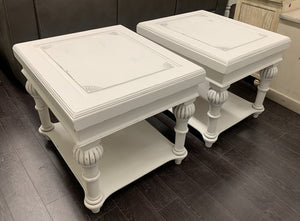 Distressed White Painted End Table