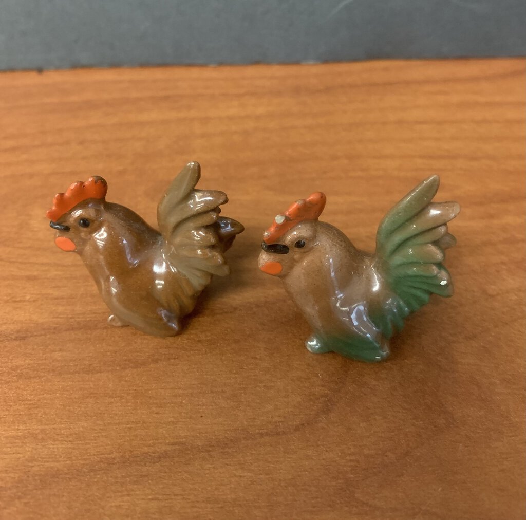 Pair of Ceramic Chicken Miniatures