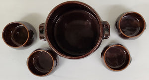 Vintage West Bend Ceramic Bean Pot with Four Cups