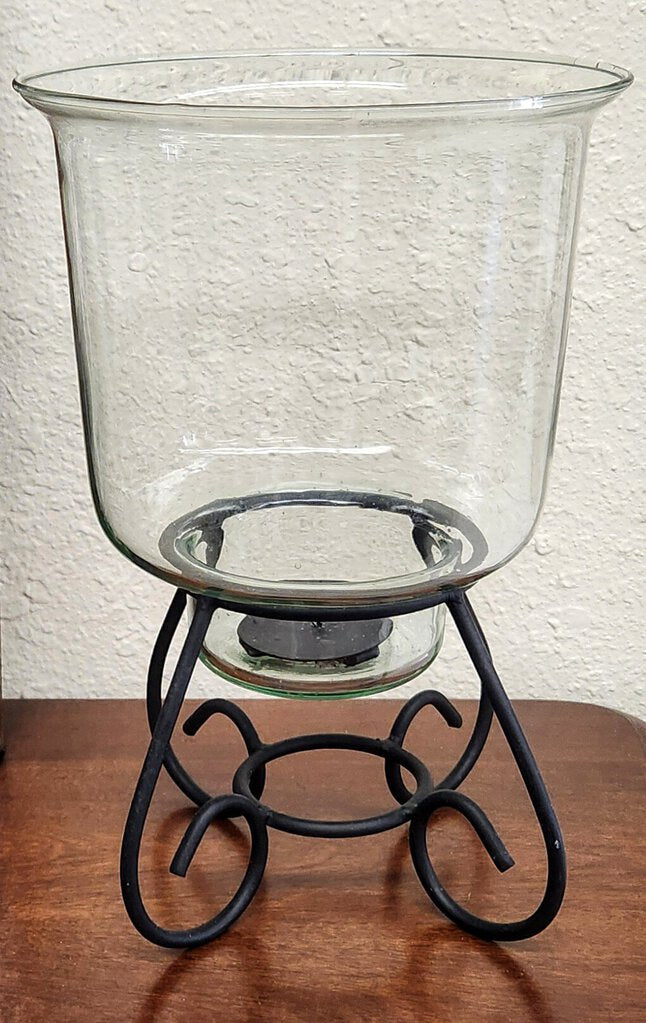 Glass Pillar Candle Holder on Metal Stand