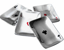 Load image into Gallery viewer, NEW 4-Pc SET Aluminum Playing Card Dishes - 6163
