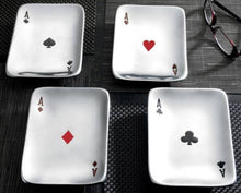 Load image into Gallery viewer, NEW 4-Pc SET Aluminum Playing Card Dishes - 6163
