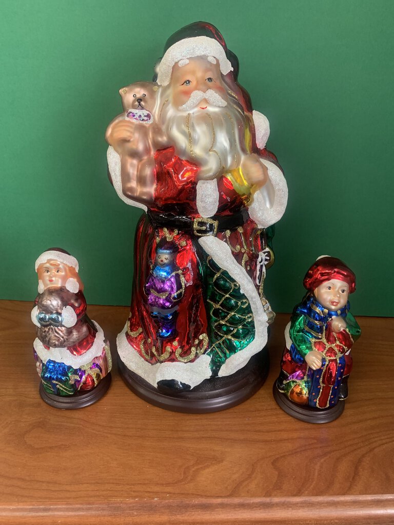 Thomas Pacconi Classics Blown Glass Santa w/ Boy&Girl Set 2004 w/Box