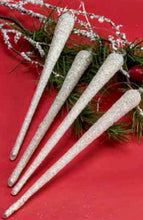 Load image into Gallery viewer, NEW 4-Pc Silver Dipped Icicle Ornaments - 655373
