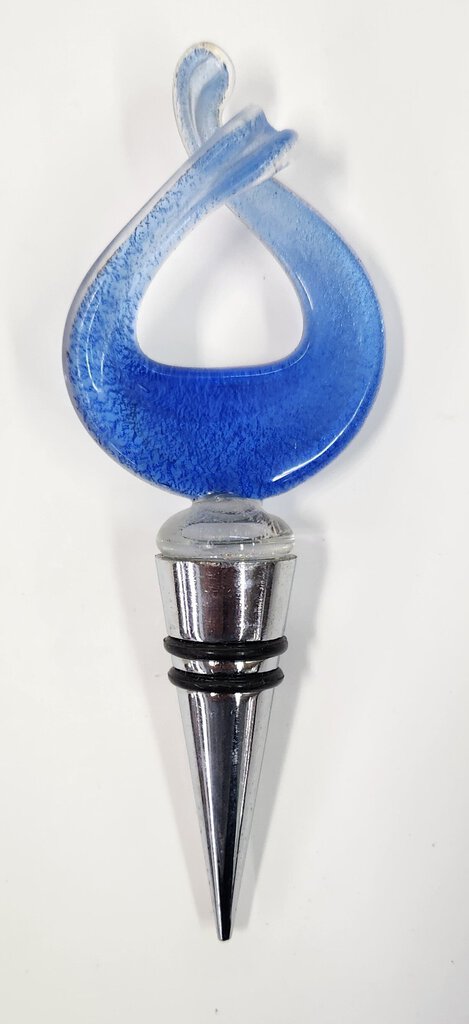 NEW Blue Swirl Art Glass Bottle Stopper - 655003