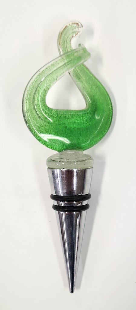 NEW Green Swirl Art Glass Bottle Stopper - 655003