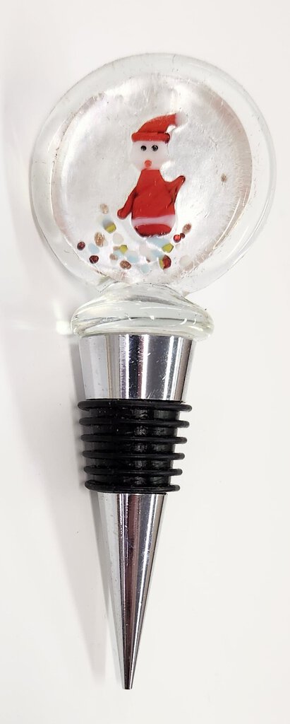 NEW Christmas Art Glass Bottle Stopper - Santa - 656059
