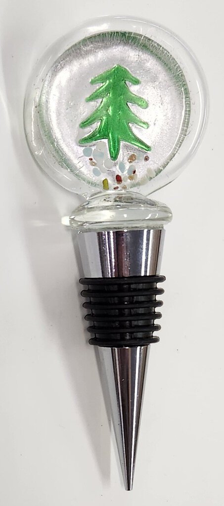 NEW Christmas Art Glass Bottle Stopper - Tree - 656059
