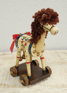 Hand-painted Wooden Horse on Wheels