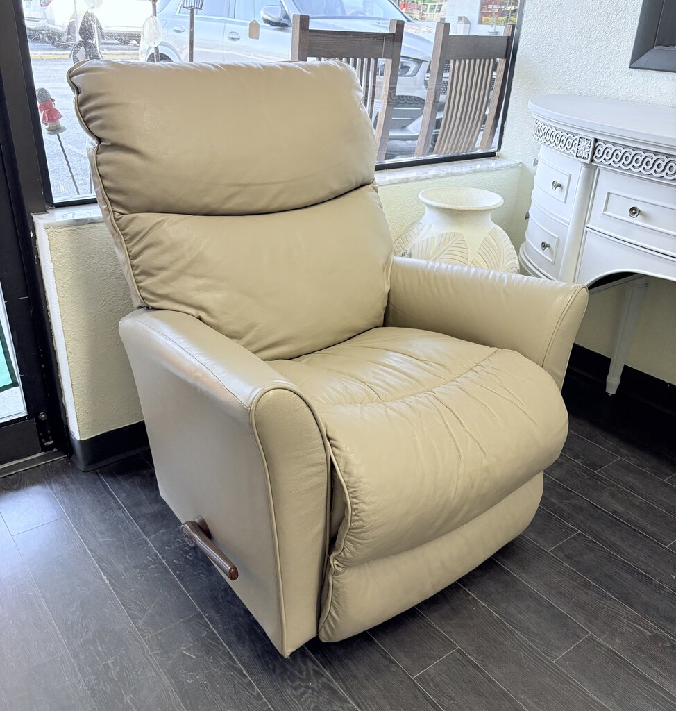 La-Z-Boy Beige Leather Rocker Recliner