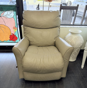 La-Z-Boy Beige Leather Rocker Recliner