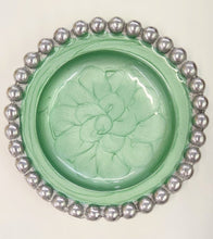 Load image into Gallery viewer, NEW Beaded Aluminum Dish - Green -14004
