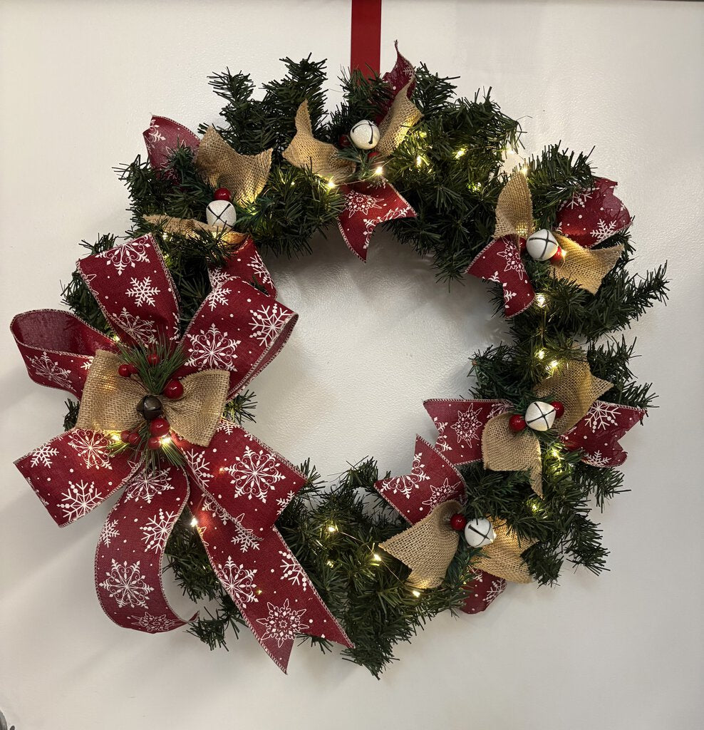 Jingle Bell Chrismas Wreath w/ Lights