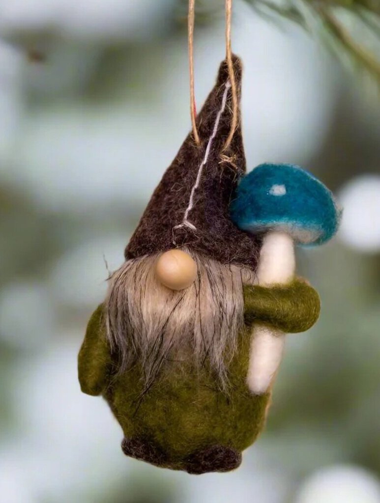 NEW Gnome with Mushroom Ornament