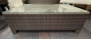 NEW Outdoor Wicker Coffee Table with Glass Top - Black & Brown