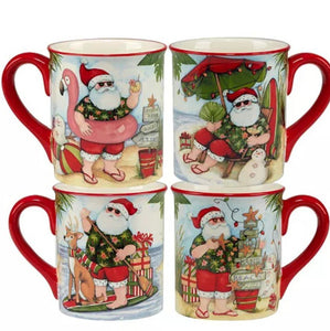 NEW 4-Pc SET Certified International Santa's Wish Mugs - 36973