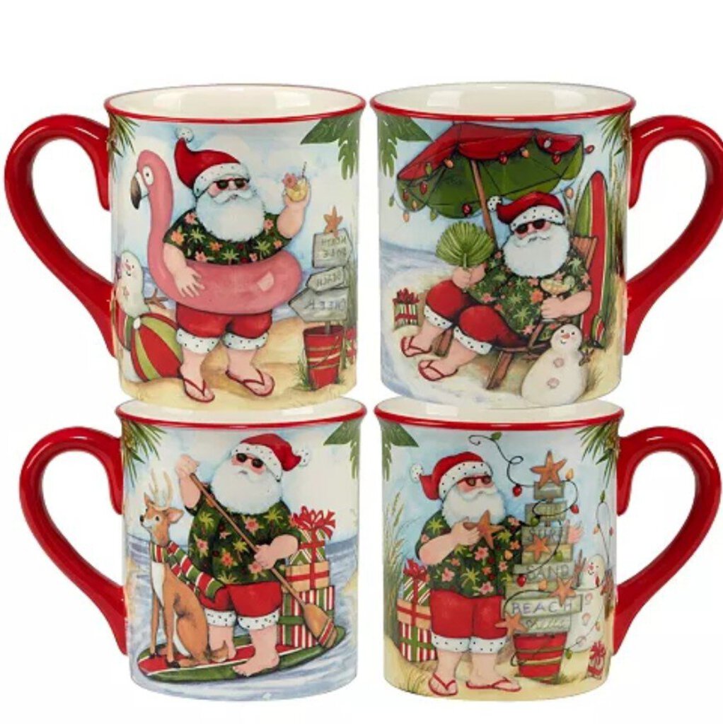 NEW 4-Pc SET Certified International Santa's Wish Mugs - 36973