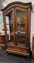 Load image into Gallery viewer, Vintage Glass Doors Carved Detail Curio Cabinet
