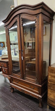 Load image into Gallery viewer, Vintage Glass Doors Carved Detail Curio Cabinet
