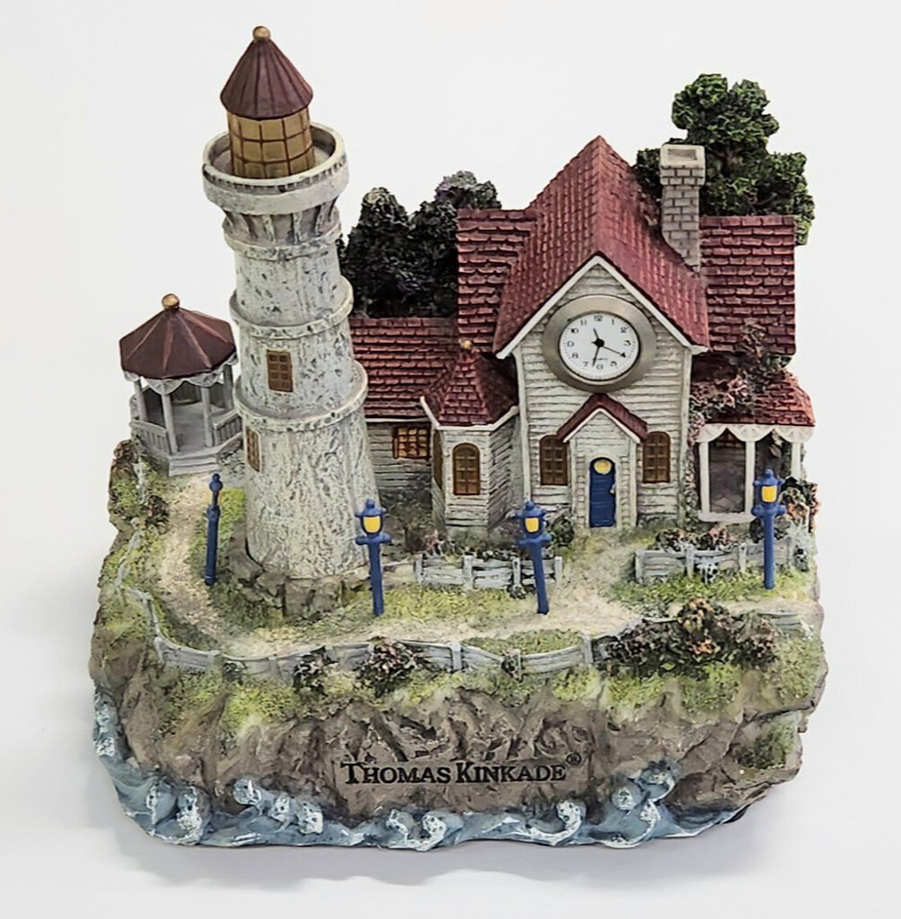 2004 Thomas Kinkade Victorian Lighthouse Illuminated with Clock