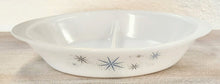 Load image into Gallery viewer, GlasBake Atomic Starburst Milk Glass Divided Dish - J2352
