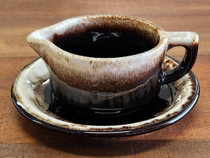 Vintage Pfaltzgraff Drip Glaze Creamer with Saucer