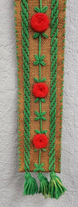 Handmade Floral Needlepoint Banner Yard Stick Holder