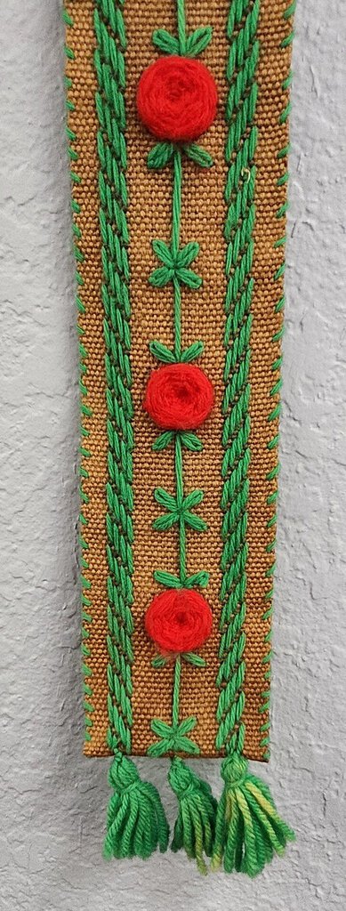 Handmade Floral Needlepoint Banner Yard Stick Holder