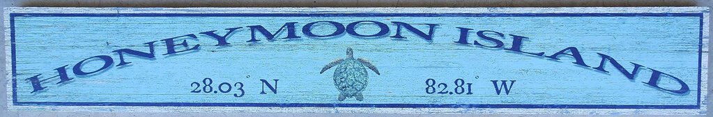 NEW Sign - Honeymoon Island w/Turtle Latitude/Longitude - L