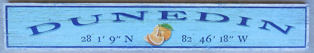 NEW Sign - Dunedin w/Oranges Latitude/Longitude - L