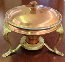 Load image into Gallery viewer, Vintage Brass &amp; Copper Chafing Dish with Burner
