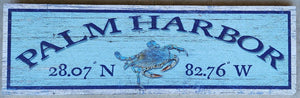 NEW Sign - Palm Harbor w/Crab Latitude/Longitude - M