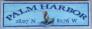 NEW Sign - Palm Harbor w/Mermaid Latitude/Longitude - M