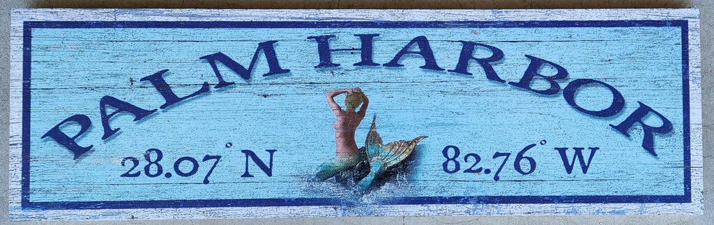 NEW Sign - Palm Harbor w/Mermaid Latitude/Longitude - M