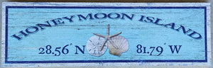 NEW Sign - Honeymoon Island w/Shells Latitude/Longitude - M