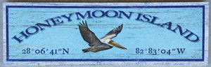 NEW Sign - Honeymoon Island w/Pelican Latitude/Longitude - M