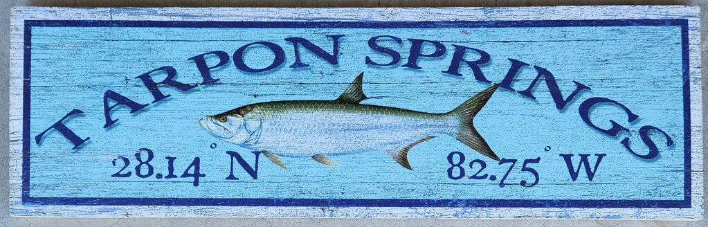 NEW Sign - Tarpon Springs w/Tarpon Latitude/Longitude - M