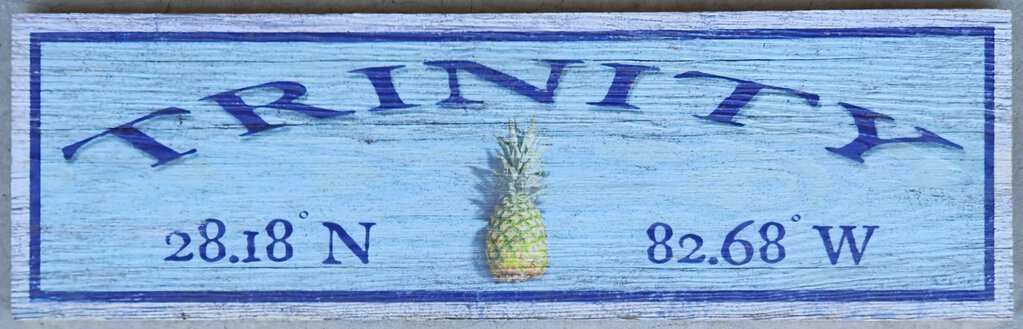 NEW Sign - Trinity w/Pineapple Latitude/Longitude - M