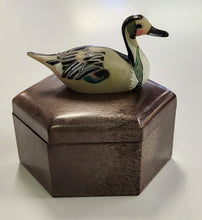 Load image into Gallery viewer, Vintage Trinket Box with Duck on Lid
