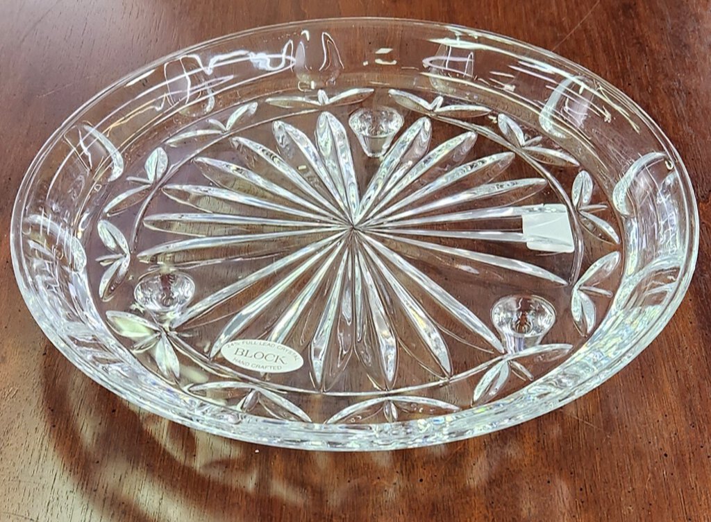 Block Crystal Tulip Garden Footed Platter