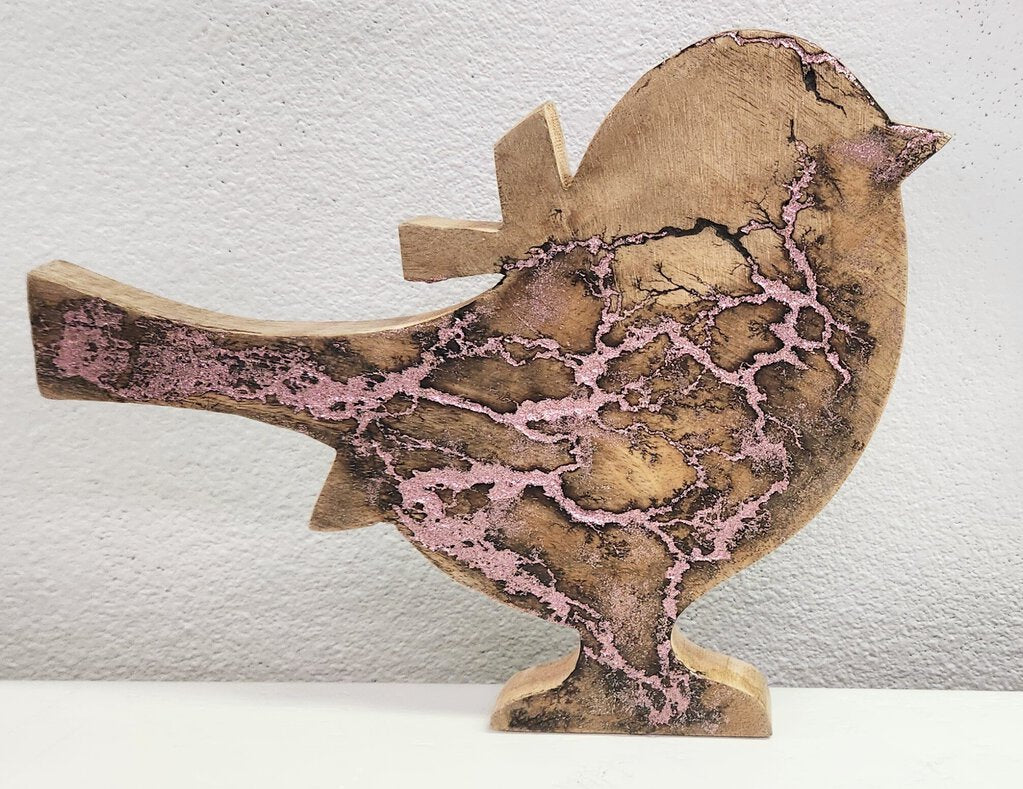 NEW Mango Wood Chick Shelf Decor Large