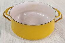 Load image into Gallery viewer, Vintage Dansk Designs France IHQ Yellow Kobenstyle Enameled Casserole Pot w/ Lid
