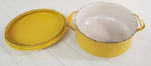 Load image into Gallery viewer, Vintage Dansk Designs France IHQ Yellow Kobenstyle Enameled Casserole Pot w/ Lid
